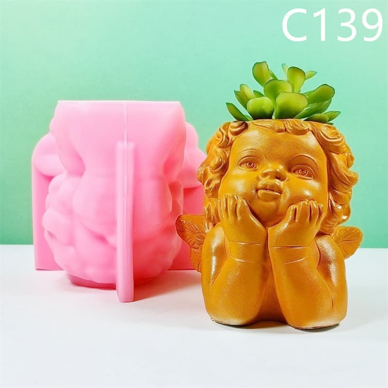 Cute Little Angel Silicone Mold, Resin Plaster Candle Mold, Angel Candle Silicone Mold C139