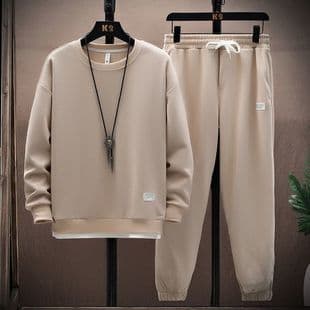 Cross-border Wholesale 2024 New Waffle Knit Hoodie Set for Men, Autumn Long-Sleeve T-Shirt and Pants, Athletic Casual
