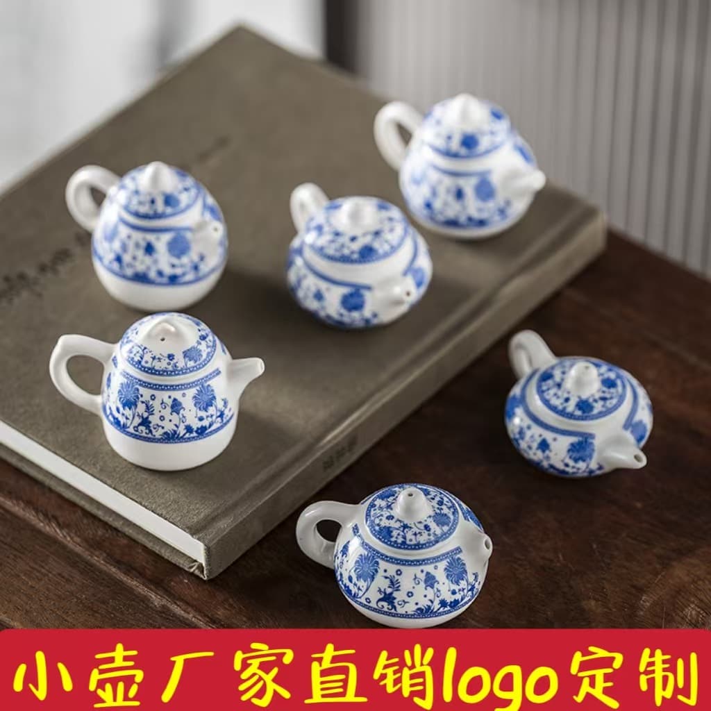 Blue and White Mini Teapots, Nurturable and Playable Pocket Fingertip Teapots, Tea Pets, Milk Tea Decorations, Small Pots for Kung Fu Tea Sets and Ornaments