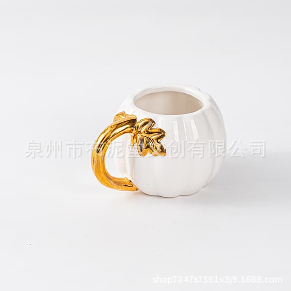 Harvest Festival Pumpkin Mug with Gold-Plated Handle Halloween