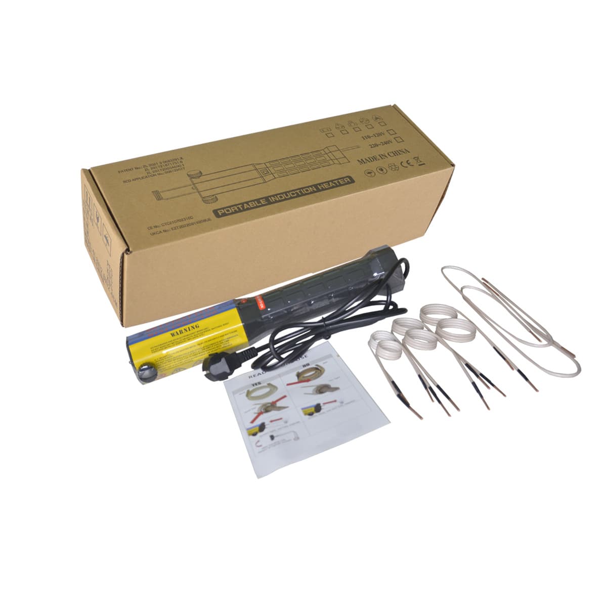 Factory produces handheld nut heater with multiple induction coils, portable rusted nut remover