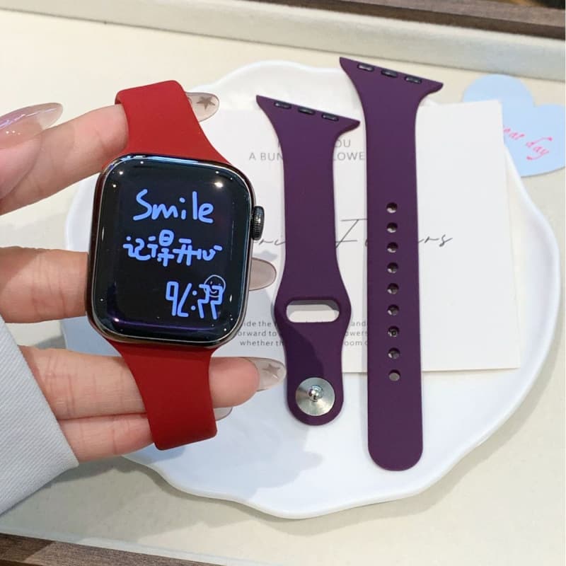 Compatible with Apple Watch S11, Apple Watch 10, iWatch 9, 8, 7, SE, angled silicone watch band, slim design