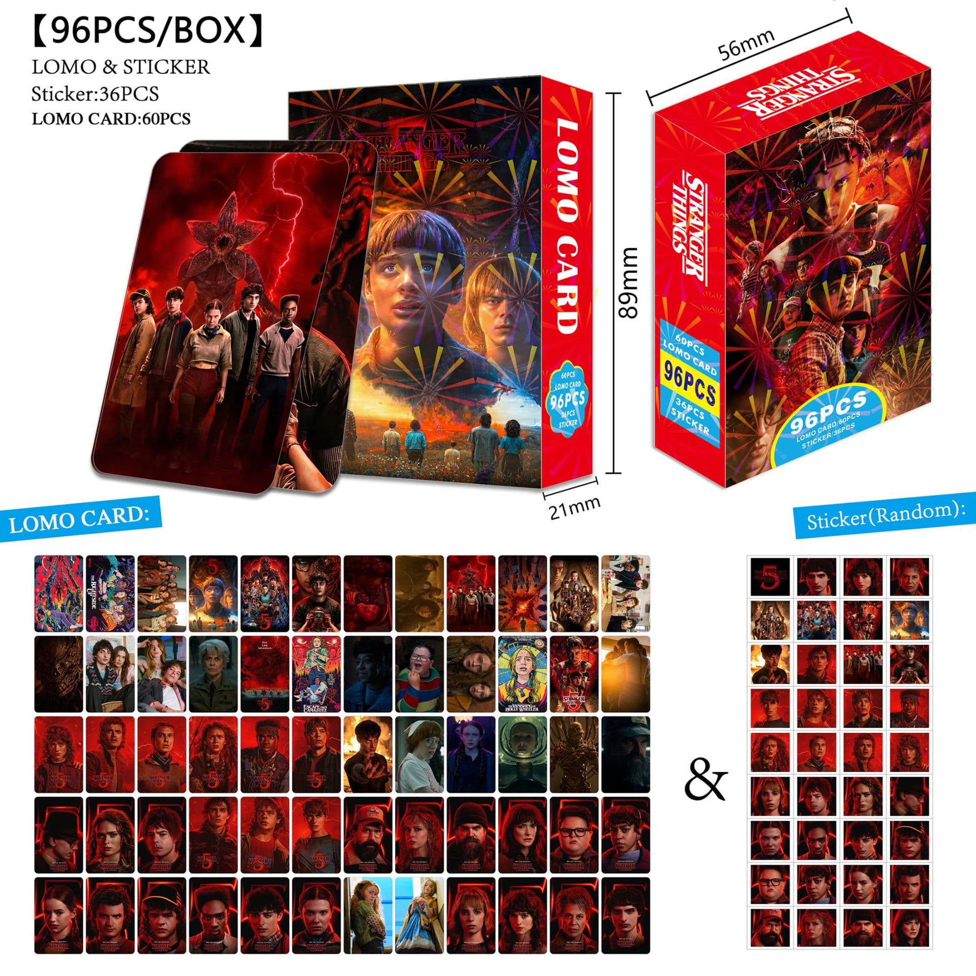 Best-selling 96 European and American Movie (Stranger Things) Themed Greeting Card Stickers Postcards Lomo Cards