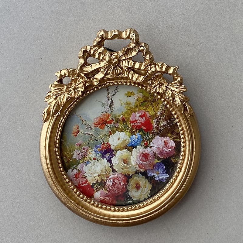European Bowknot Creative Resin Photo Frame Stand Wedding Photo Studio Frame Round Decorative Picture Frame Ornament