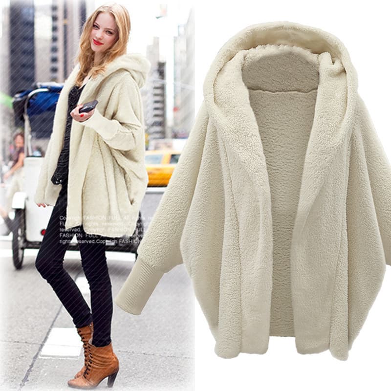AliExpress Wish eBay 2025 Fall Winter Women's Solid Color Long Sleeve Hooded Loose Plush Coat