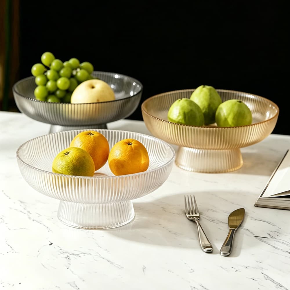 New Tall Fruit Bowl Ins High-End Glass Fruit Tray Office Home Luxury Style Fruit Basket Living Room Fruit Dish