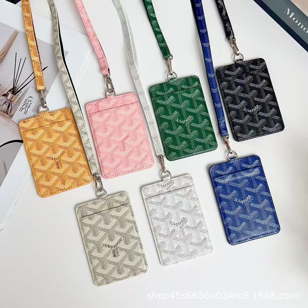 Brand Dog Tooth Insert Card Holder Work Badge Card Case Lanyard ID Case Student ID Wallet Leather Case Unisex