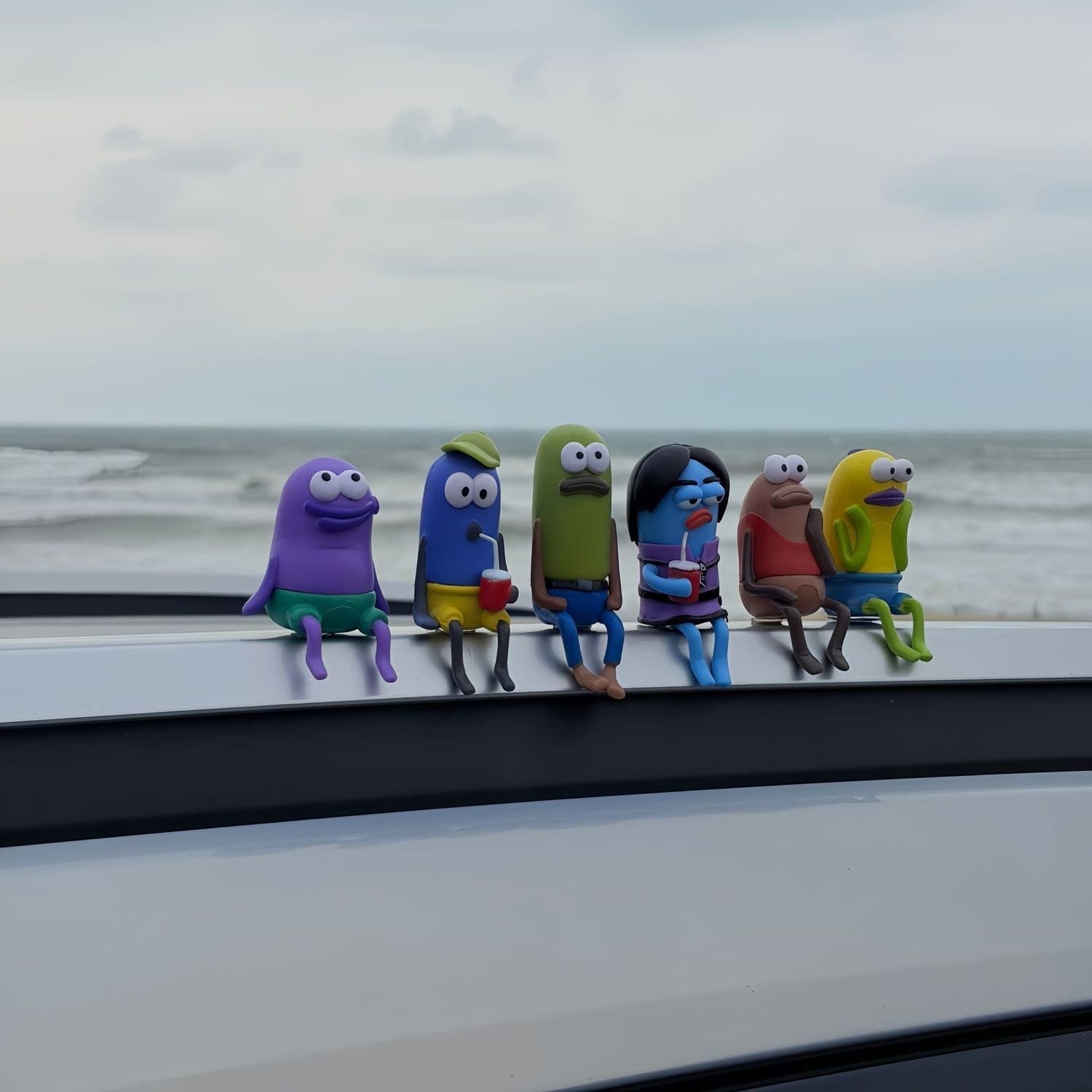 Bikini Bottom Residents Car Dashboard Figurines - SpongeBob, Patrick, and Friends - Decorative Ornaments for Dashboard and Rear Window
