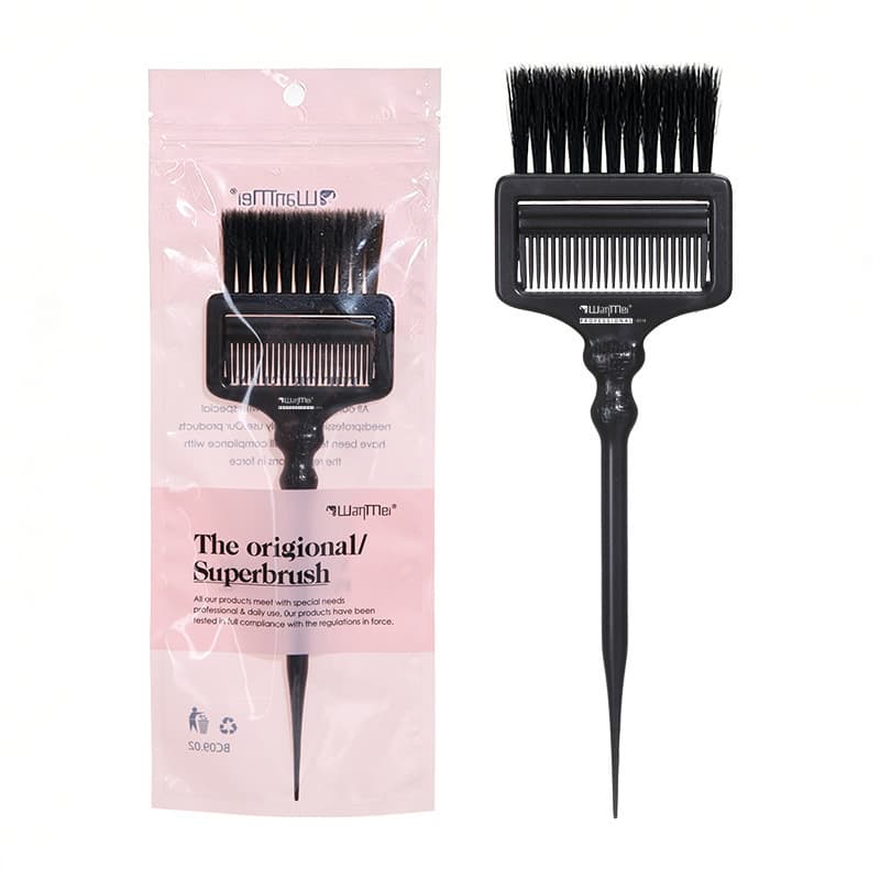 Chinese Style Hair Dye Comb with Foldable Snap Design, Comb Teeth for Applying Dye and Testing Hair Softness, Pointed Tail Oil Treatment Brush
