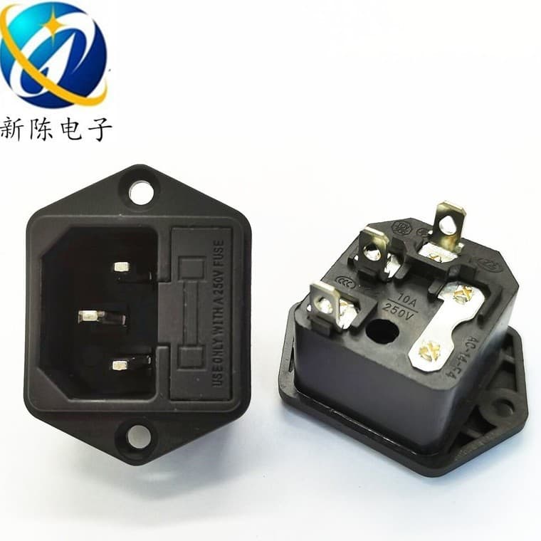 AC02 Power Socket AC03 Figure-8 Two-in-One Embedded with Fuse 10A/250V Screw Hole Female Socket