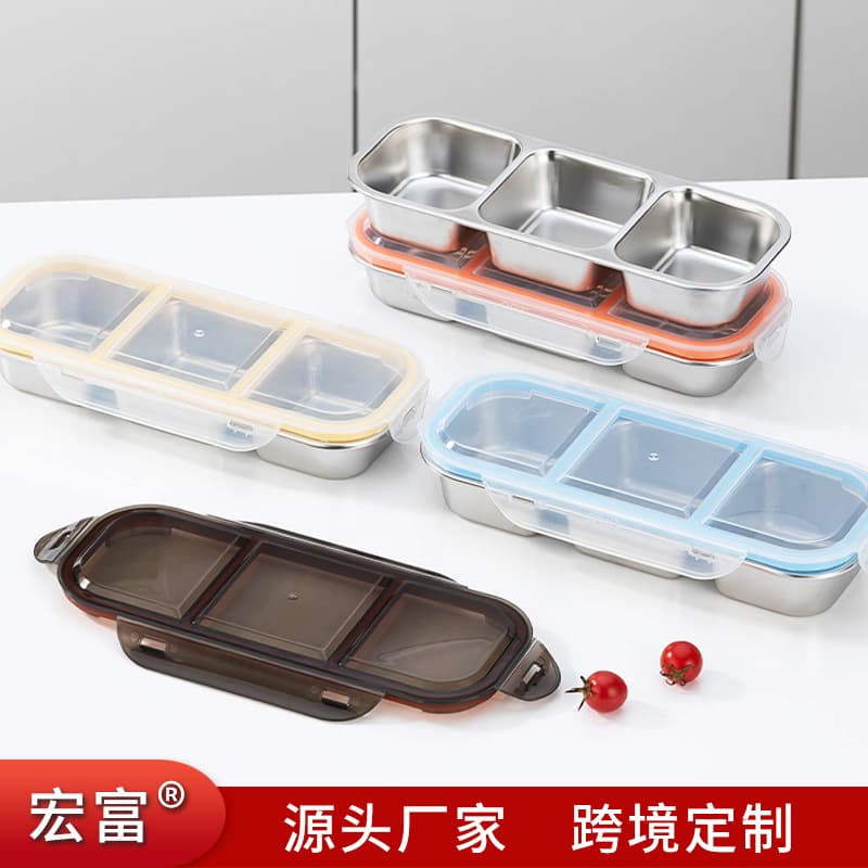304 stainless steel food grade two or three compartment lunch box lunch box lunch box with lid and compartments to seal without odor