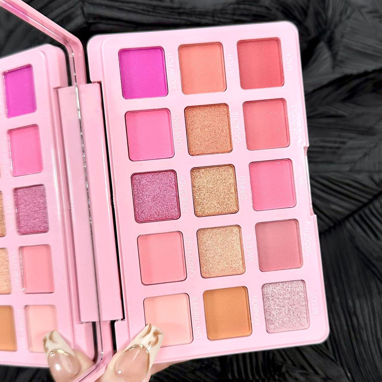 Barbie Pink Sweetheart Party 15-Color Eyeshadow Palette with Shimmer, Pearl, and Matte Shades - Dopamine Stage Makeup Cosmetics