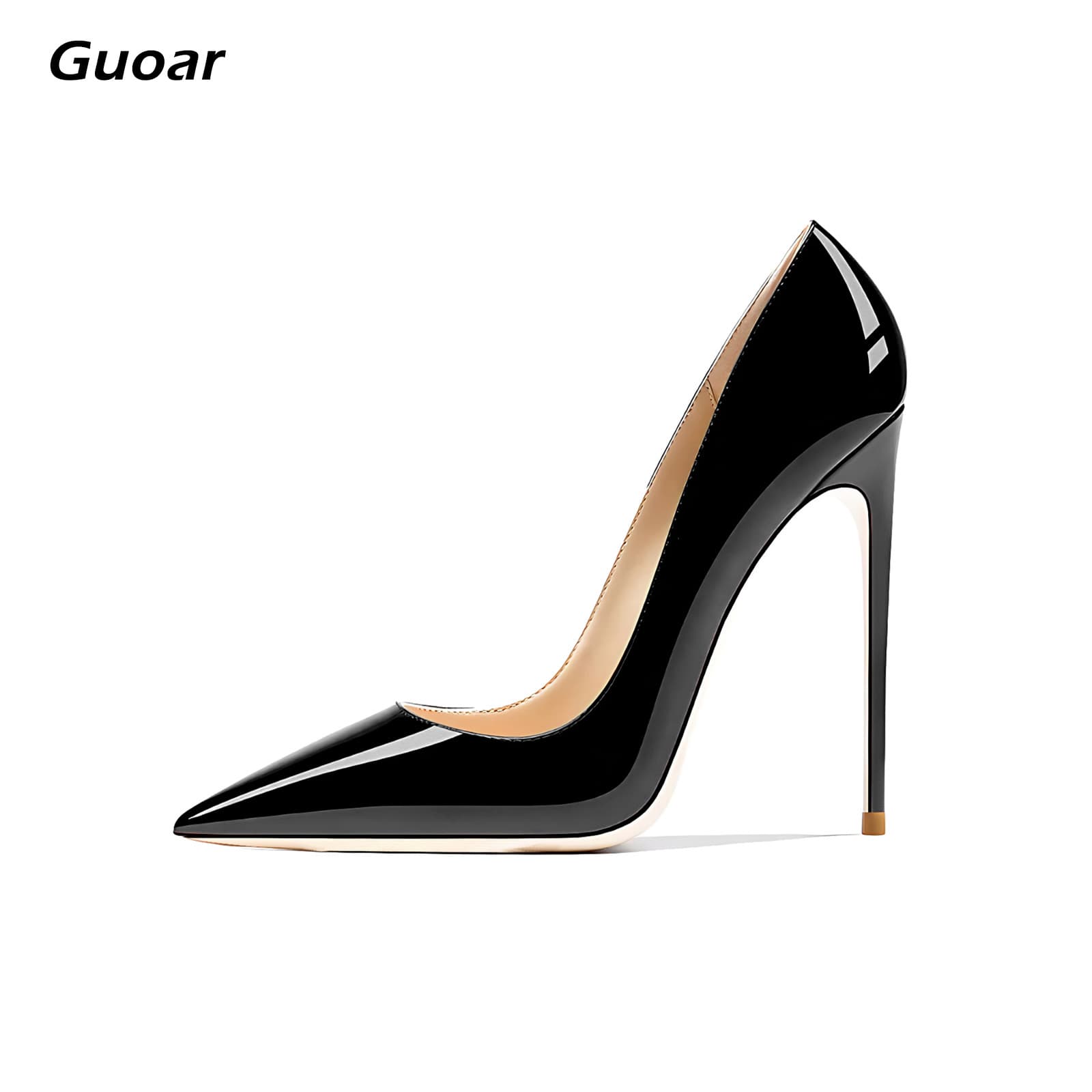 Guoar 2024 Upgraded New Pointed Toe Shallow Mouth Patent Leather 12cm Ultra-Slim High Heel Wedding Banquet Pumps