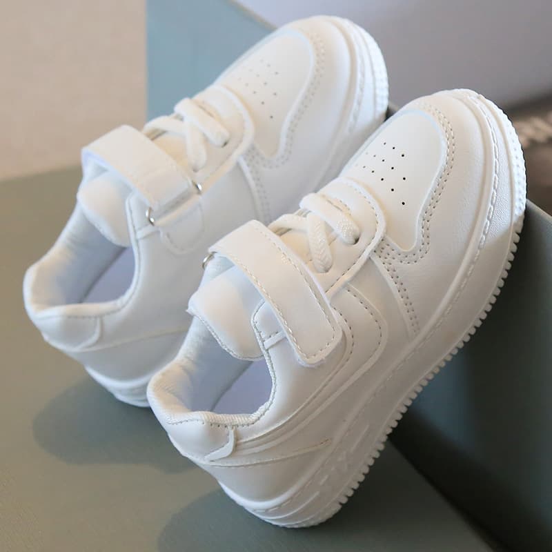 Kids White Sneakers 2024 Spring Edition Boys' Sports Shoes Girls' Casual Skate Soft Sole Baby