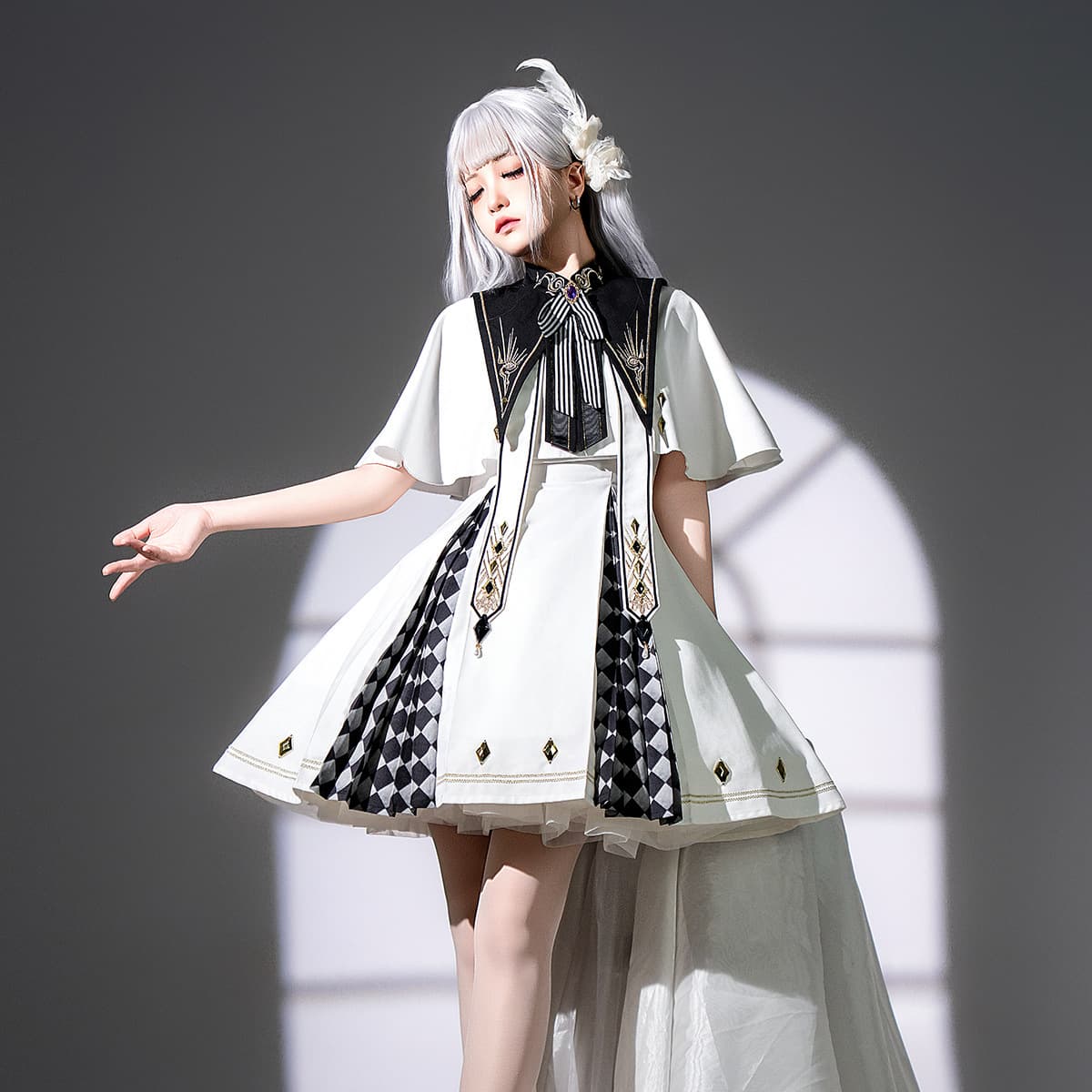 Xiong Dou Jiang Original Eye of Truth Lolita Detachable Collar Cape Camisole Dress Daily Set 7284