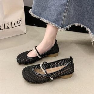Shallow mouth low heel single shoes women pump shoes 2026 autumn summer new round toe mesh breathable Mary Jane shoes bean shoes