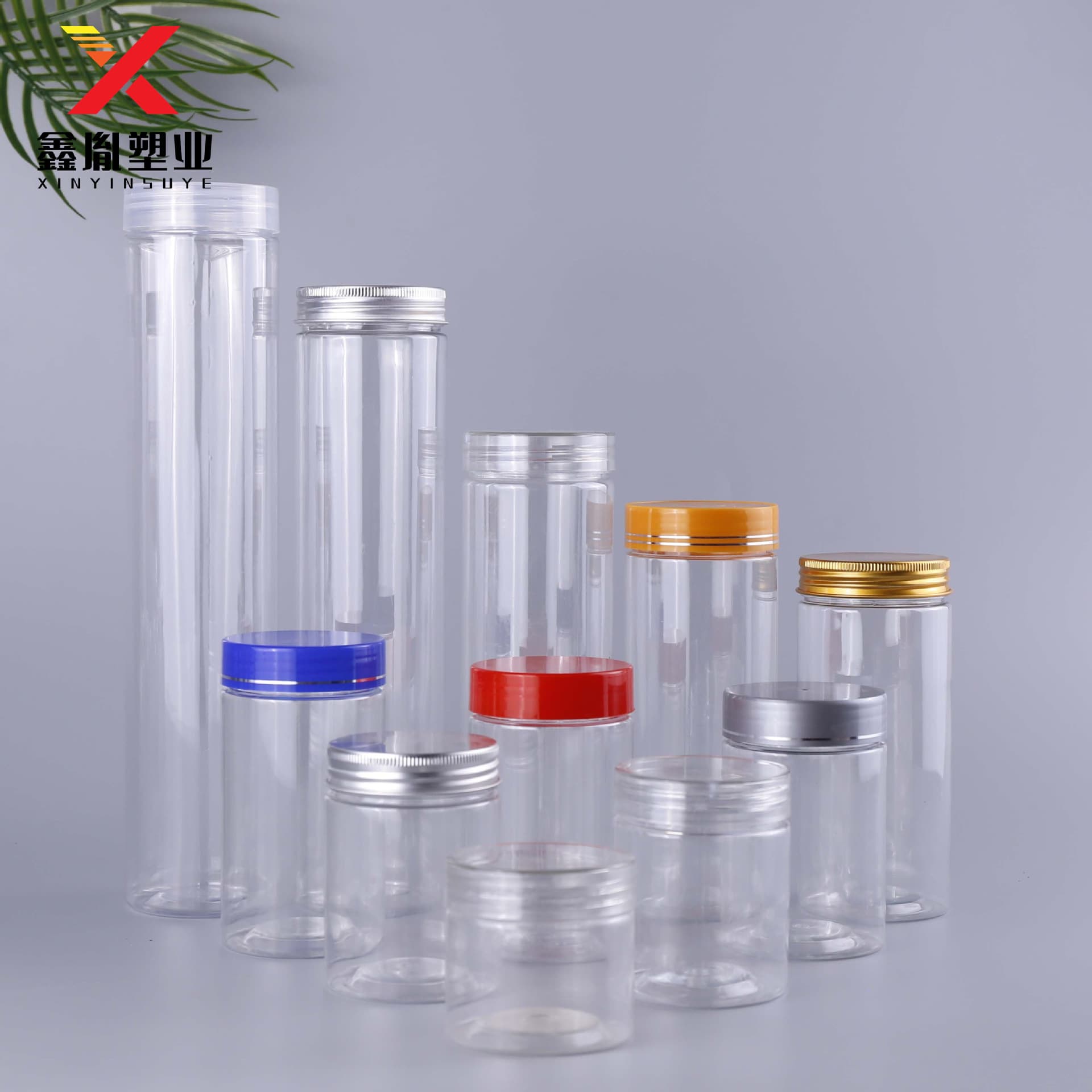 Wholesale stock of 65*300mm transparent plastic nut, grain, and honey airtight jars, wide-mouth storage boxes and seasoning containers.