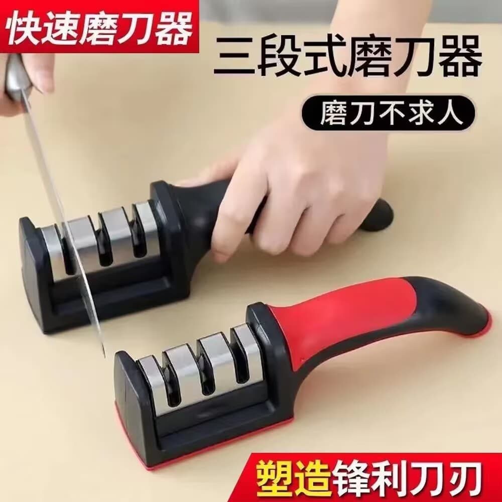New Wholesale Handheld Manual Knife Sharpener, Fast Household Sharpening Tool with Three-Stage Whetstone for Knives and Scissors