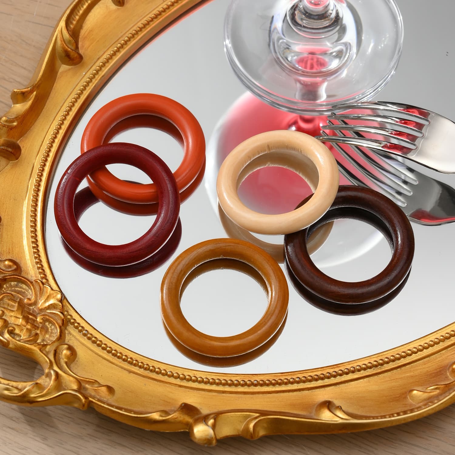 Factory direct sales cross-border wooden simple ring multi-color napkin ring napkin buckle golden fashion hotel mouth cloth ring