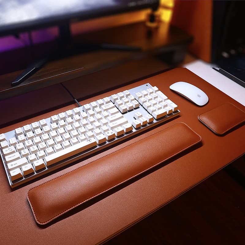 Cross-border Solid Color Minimalist Leather Mouse Pad Extra Large Soft Wrist Rest Keyboard Hand Rest Computer Office Desk Mat Wholesale