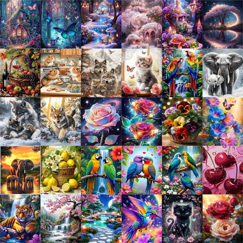 New 5D diamond painting, flower and animal diamond cross-stitch decorative painting, cross-border exclusive for factory direct sales