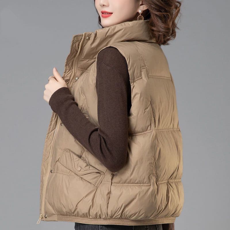 2025 Autumn/Winter New Arrival Down Cotton Vest Women's Short Korean Style Loose Mom Wear Warm Outerwear Waistcoat Shoulder Cape