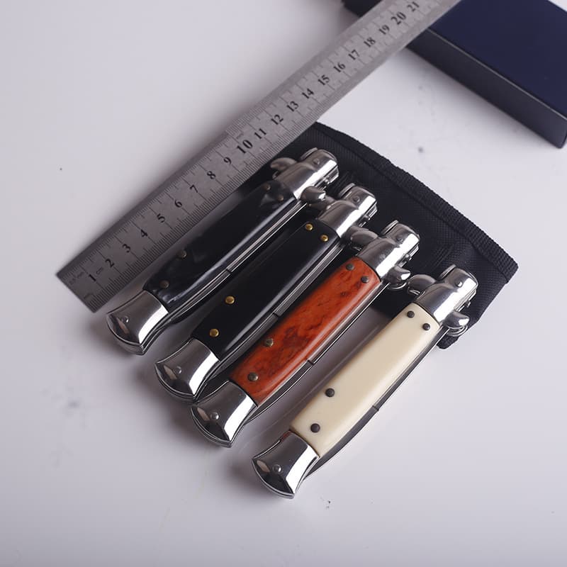 Italian Mafia Self-Defense Folding Knife Outdoor Portable High Hardness Tactical Survival Folding Knife with Mud Jacket