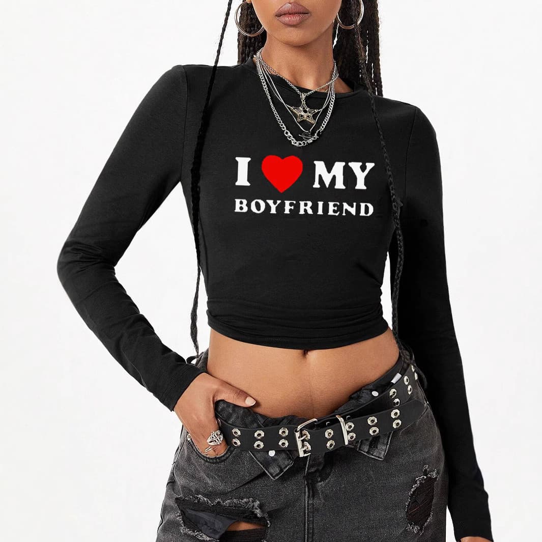 Qiduo Cross-border eBay Amazon Hot Sale Women's Round Neck High Street Long Sleeve T-Shirt Fashion Hot Girl Y2K Cropped Top