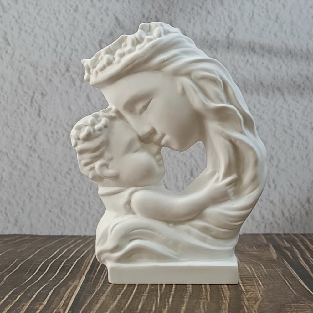 S1548 Mother and Daughter Embracing Semi-3D Desktop Decoration Cement Plaster Mold DIY Silicone Mold