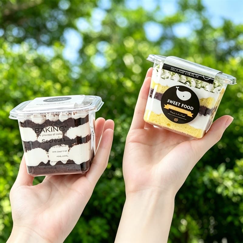Wood Shaving Cup Mousse Soy Milk Transparent Cake Packaging Box Fruit Cup Takeout Box Tiramisu Bakery Pastry Box