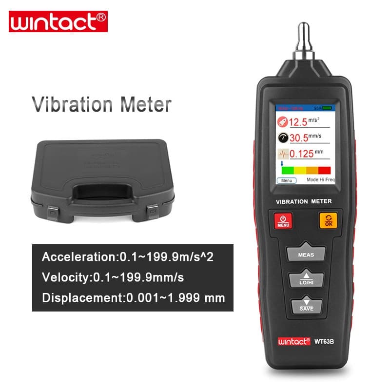 Huitianyi WT63B Vibration Analyzer Color LCD Digital Vibration Meter for Rotational Acceleration, Velocity, and Displacement