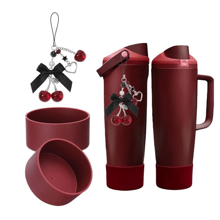 Black cherry pendants and silicone coasters for owala 20/24/30/32/40 ounces perfect for water