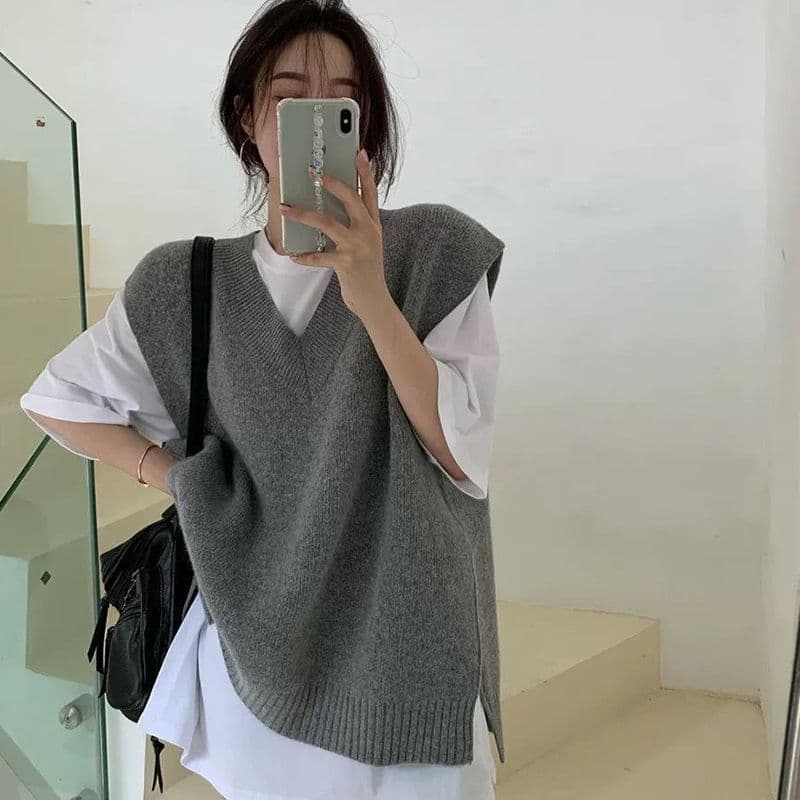 Loose and Relaxed Knit Vest for Women Autumn Winter New Style Sleeveless Sweater Casual Versatile Cardigan Vest Trendy