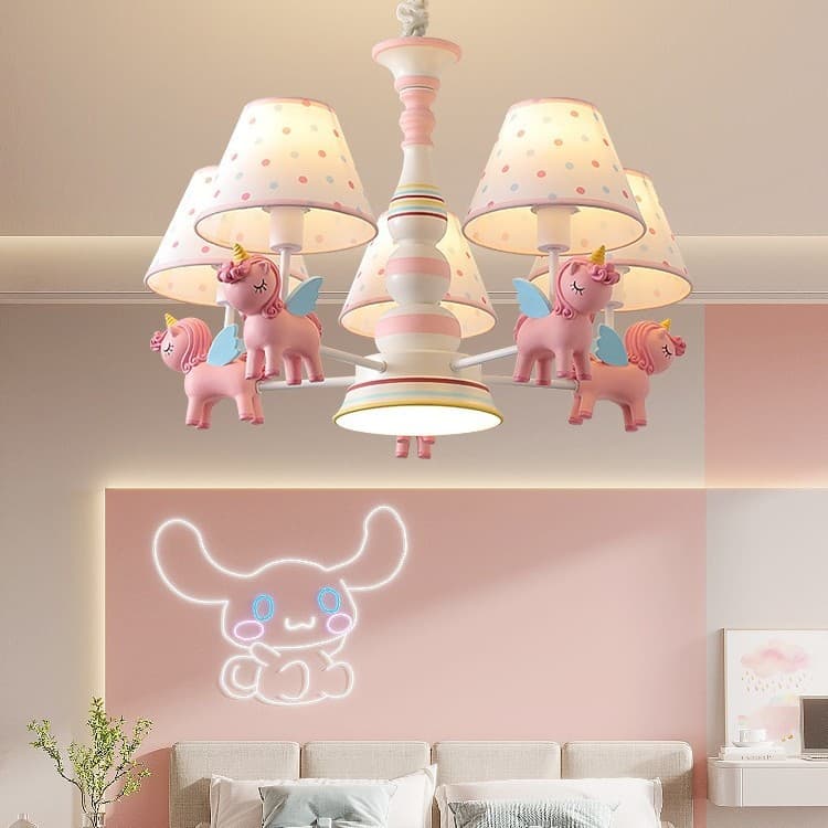 Children's Room Chandelier, Girl Princess Room Light, Carousel Living Room Lamp, Bedroom Pendant Light, Warm and Romantic Baby Room Light