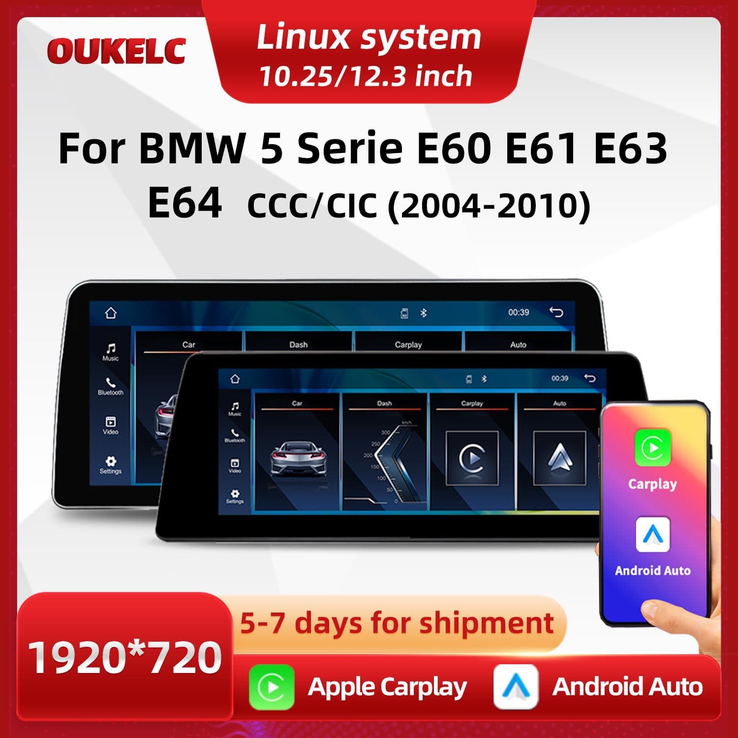 Carplay Player for BMW 5 Series E60 E61 E63 E64 Dashboard Navigation Screen