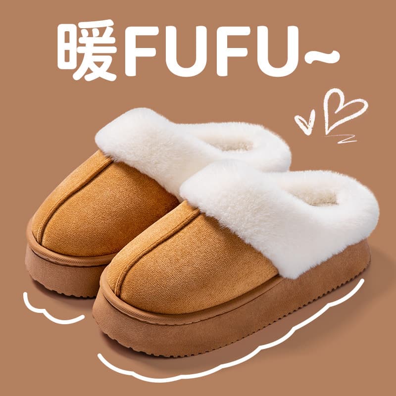 Women's Winter Cotton Slippers, Indoor/Outdoor Thick Sole, Anti-Slip, Warm, Plush, Couples Home Cotton Slippers