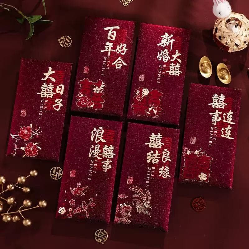 Wedding special red envelope 2026 new retro creative red envelope with gift long newlywed red envelope bag with happy words