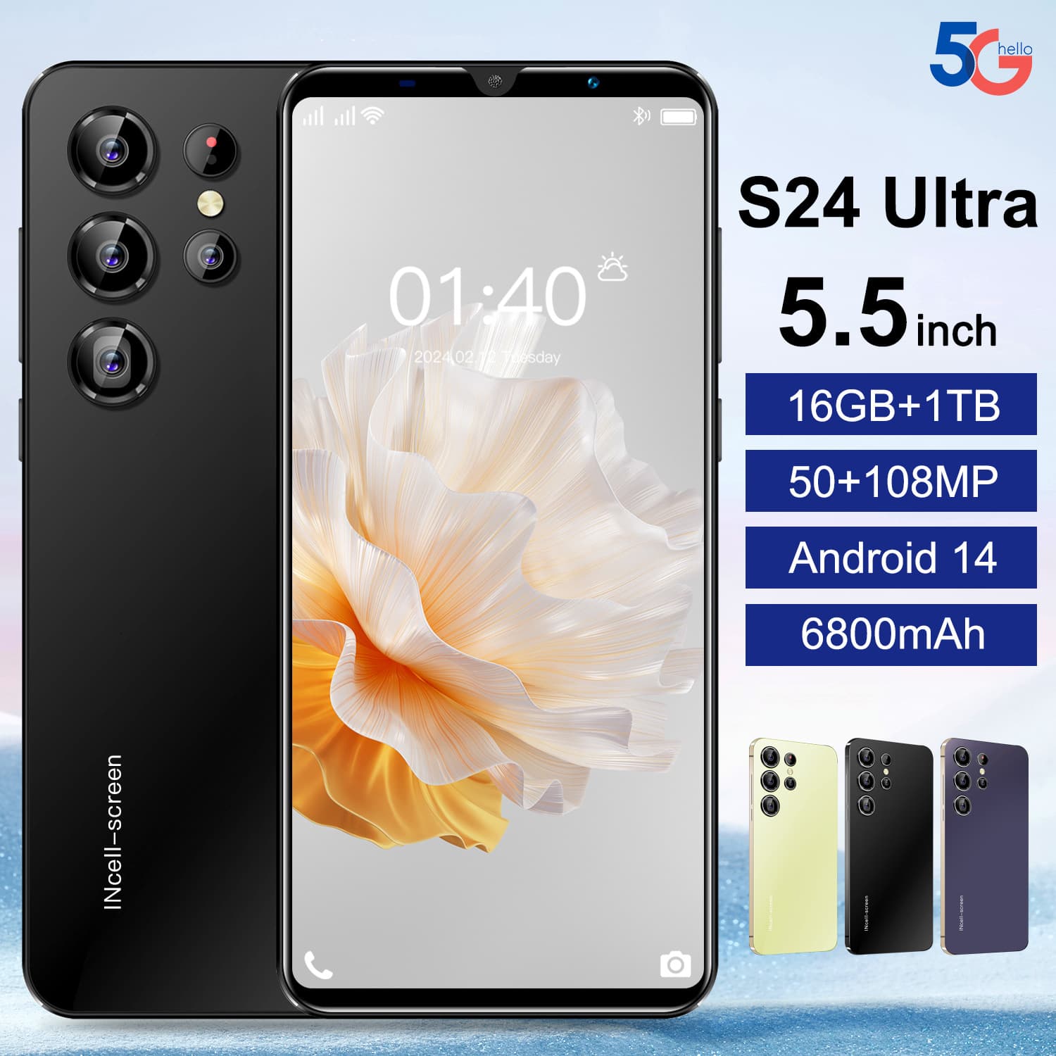 Cross-border Phone 5.5-inch S24 Ultra In Stock 1+8G Low Price Android Smartphone Factory Wholesale Drop Shipping