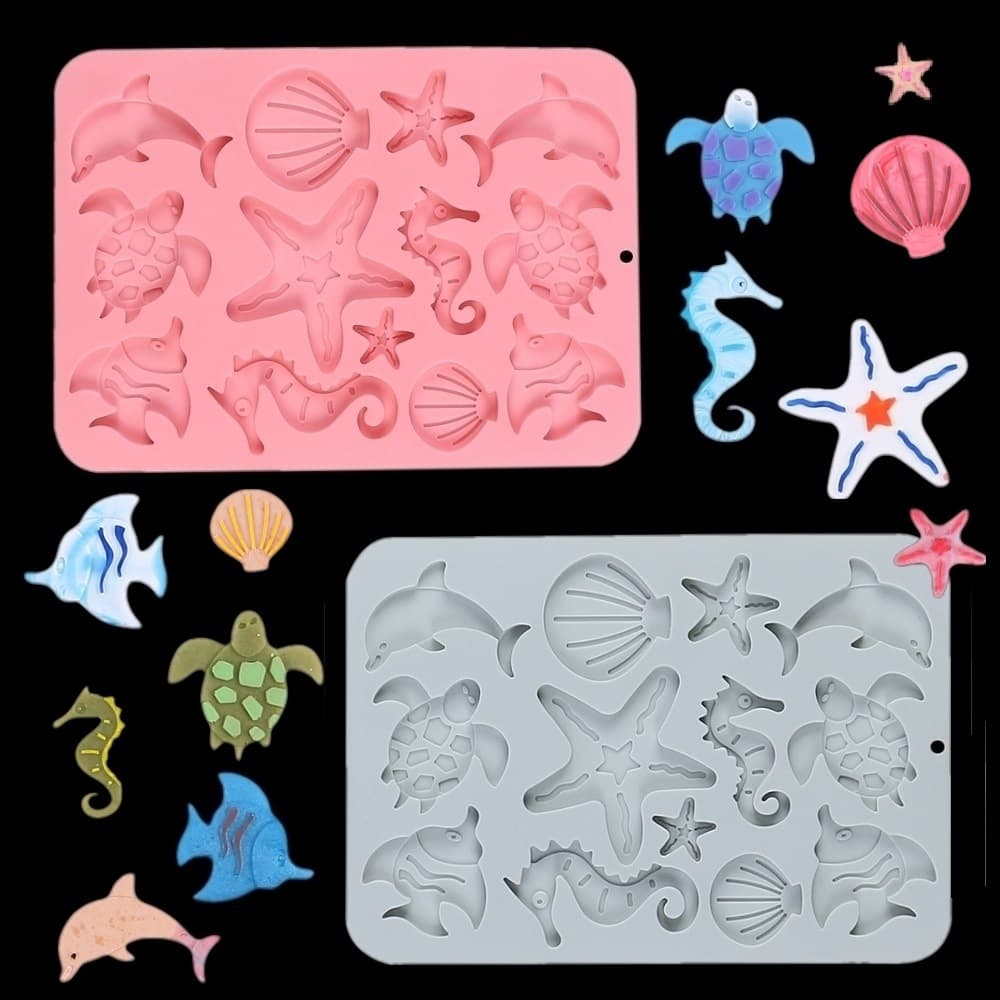 diy Ocean series baking mold seahorse starfish shell shape cake chocolate biscuit pastry silicone mold