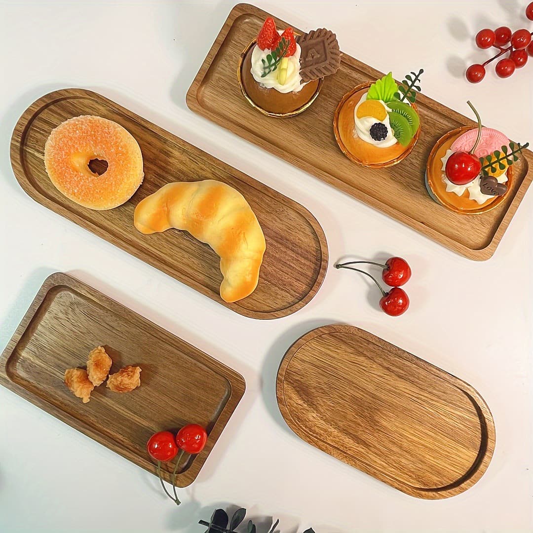 Japanese-style acacia wood tray, rectangular dinner plate, fruit plate, snack plate, oval breadboard, teacup tray (manufacturer)