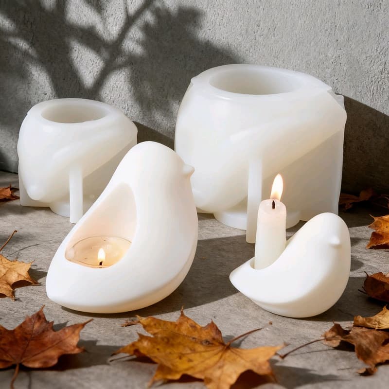 Simple Bird Candle Base Silicone Mold Creative Bird Tea Candle Holder Mold Plaster Candle Stand Mold