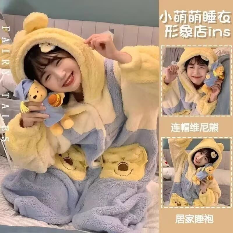 Coral fleece Pachana dog strawberry bear purple Donald Duck cinnamon dog strawberry bear bathrobe loungewear thickened pajamas