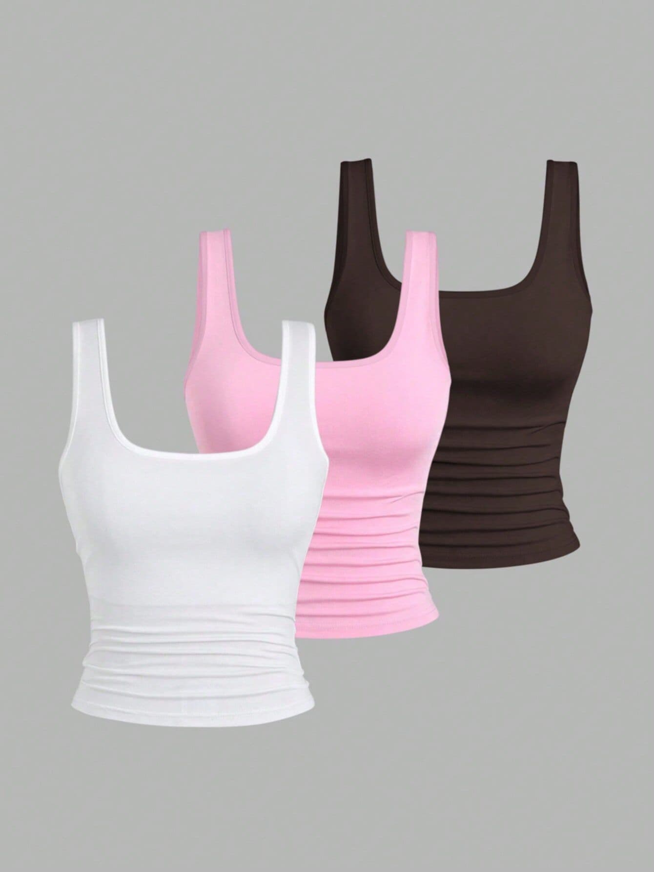 New Solid Color U-Neck Camisole Top for Women (3-Piece Set) - Amazon Hot Seller for Cross-Border Sales in Europe and America