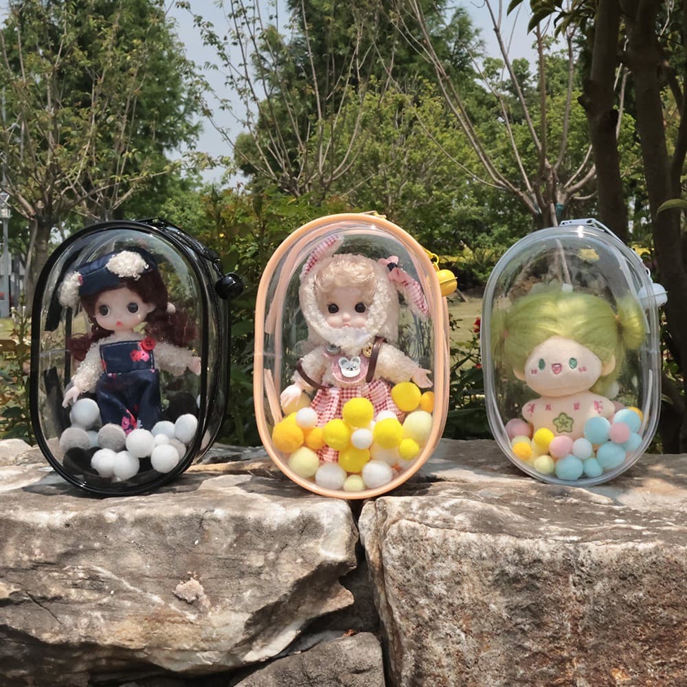 Cotton Doll Storage Bag, High Transparency Blind Box Storage, Cute Plush Doll Travel Bag, Vinyl Doll Carrier Bag