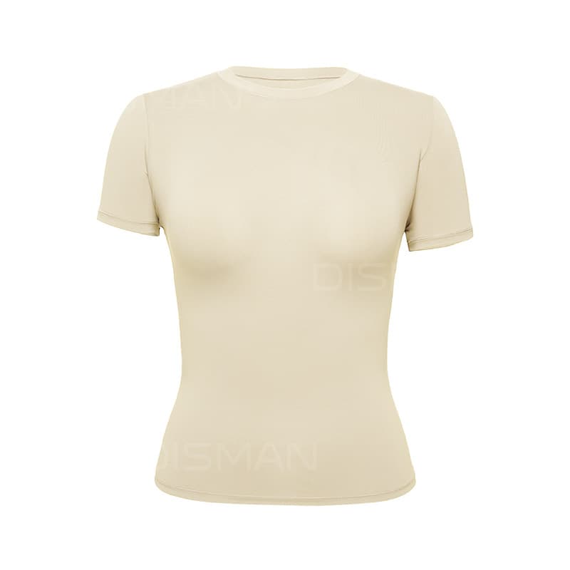 Export Skim* Bestseller Minimalist Short Sleeve T-Shirt for Women, Comfortable and Breathable Early Autumn Slim Fit Round Neck Top Inner Layer