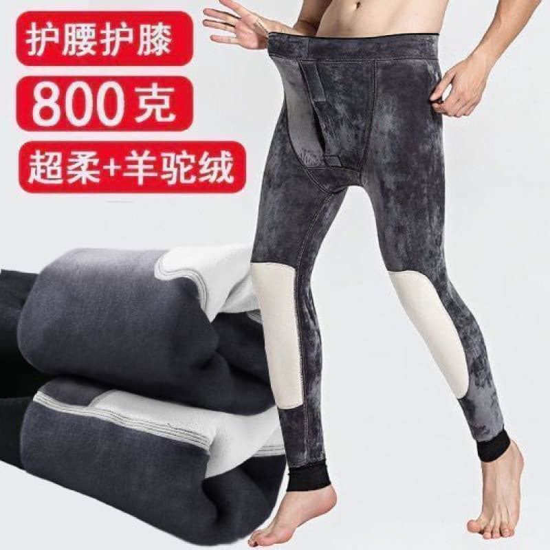 [Heavy Loss Extra Thick Waist Protection] Men's Thermal Pants Fleece Lined Thickened Slim Fit High Elasticity One-Piece Cotton Pants Loose Thread Fleece Pants