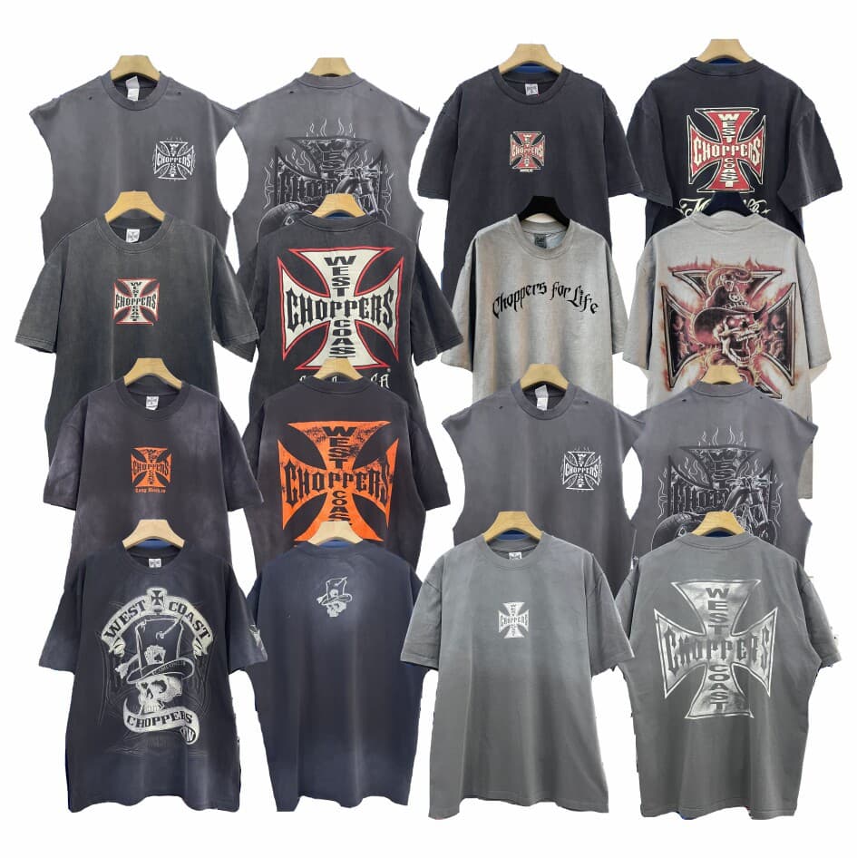 West Coast Choppers 26SS American West Coast Distressed Vintage Destroyed Short Sleeve T-Shirt Trend