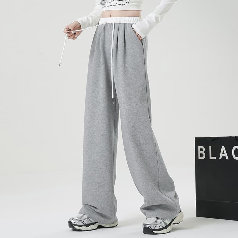 American Style Gray Sweatpants Women Spring Autumn 2024 New Loose Casual Sweatpants Tall Vertical Sense Wide Leg Pants