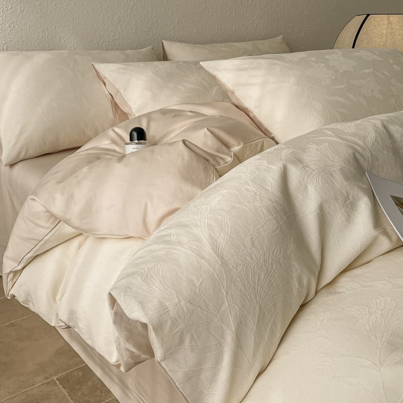 Rustic 100% Cotton 60-Thread-Count Light Luxury Jacquard Double-Layer Gauze Four-Piece Set Pure Cotton Quilt Cover Bed Sheet Bedding
