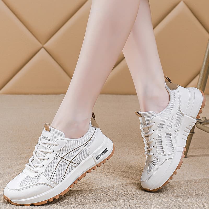 Spring 2025 Women's Casual Running Shoes Breathable Lightweight Versatile Heightening Thick Bottom Sports Running Shoes
